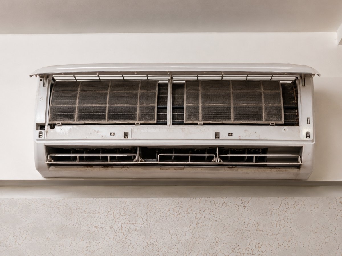 Dirty AC unit before servicing in Tumkur