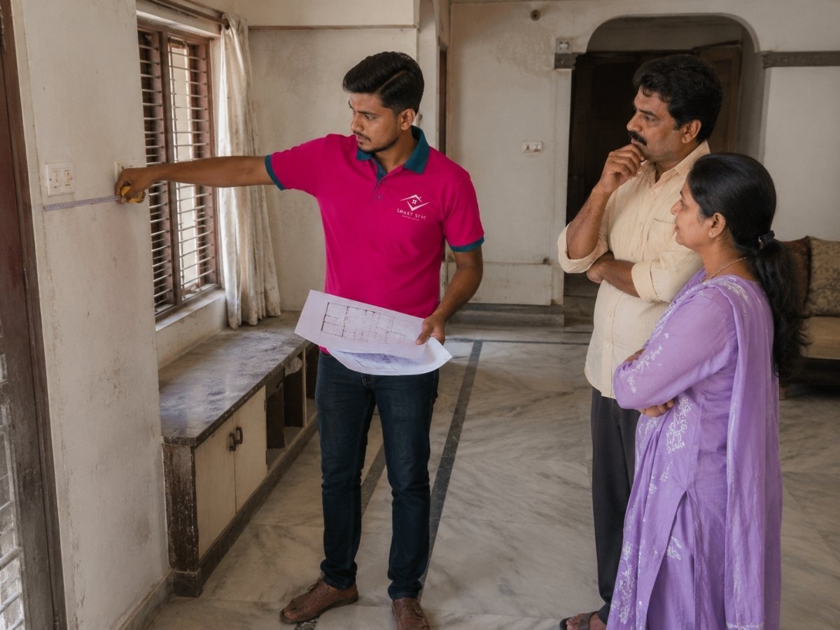 Smart Seve renovation work in progress in a Tumkur home