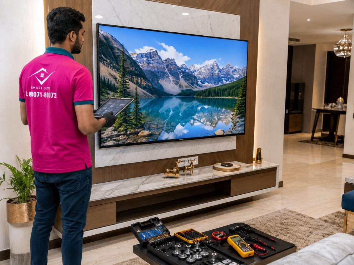 The same kind of TV with a clear working screen after repair