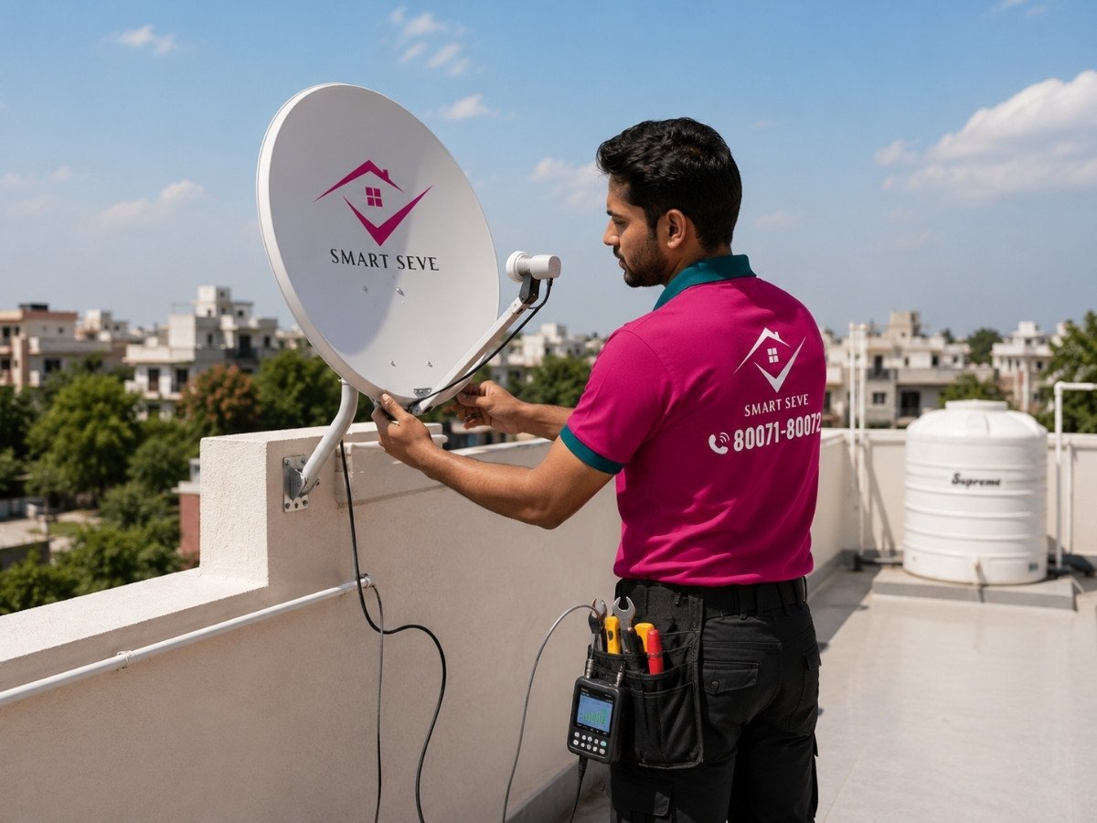 DTH dish antenna installation and service at home in Tumkur