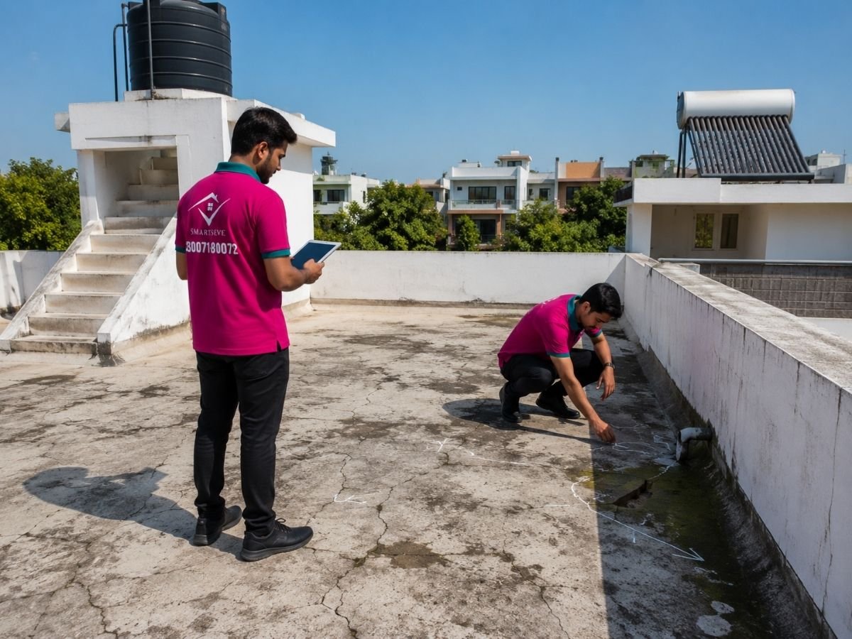 Damp, cracked, leaking surface before waterproofing in Tumkur