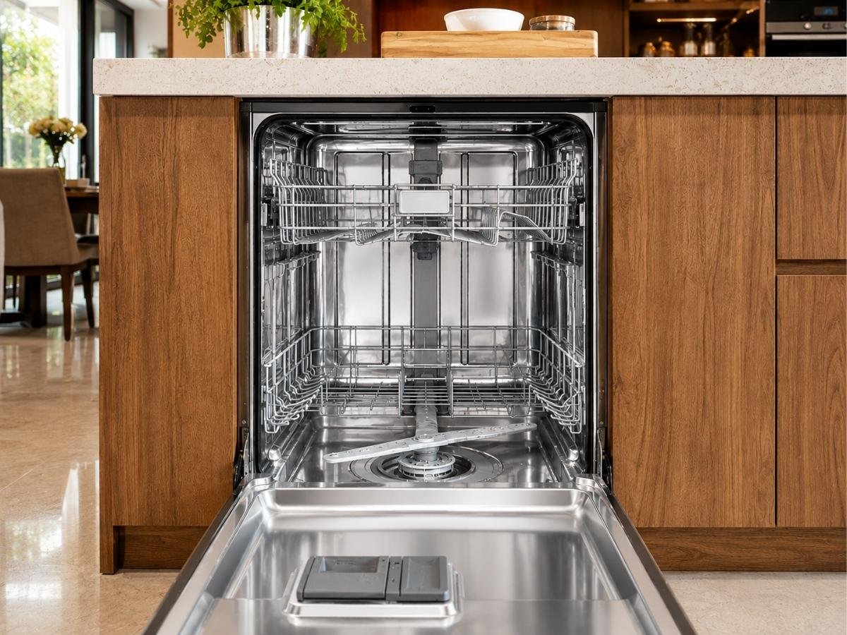 Clean dishwasher interior after a service in Tumkur by Smart Seve